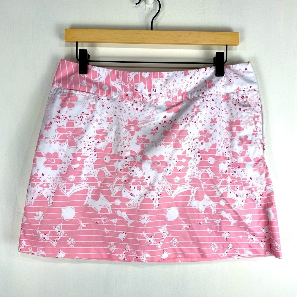 Adidas ClimaCool Floral Print Tennis Golf Athletic Skirt Skort Pink White Size 8